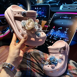 鞋 原创洞洞鞋 花鞋 扣装 适配crocs 饰配件高级感 莫奈色盘