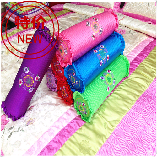 韩式风情朝族定型缎子圆形荞麦枕