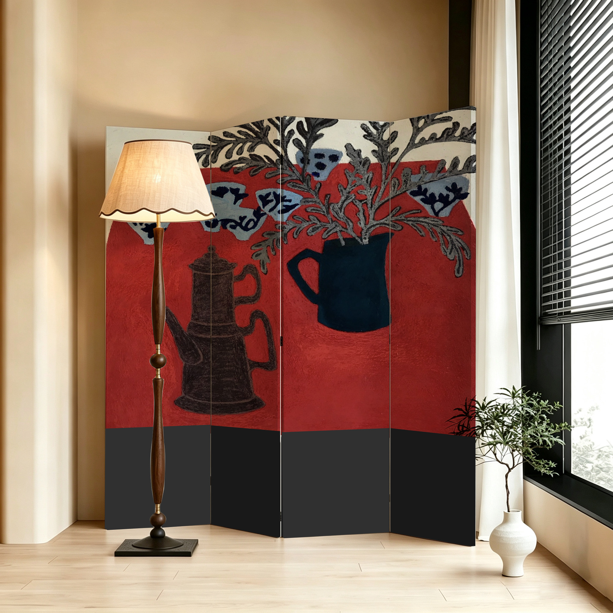 复古法式油画屏风隔断入户玄关可折叠可移动中古装饰家用酒店背景