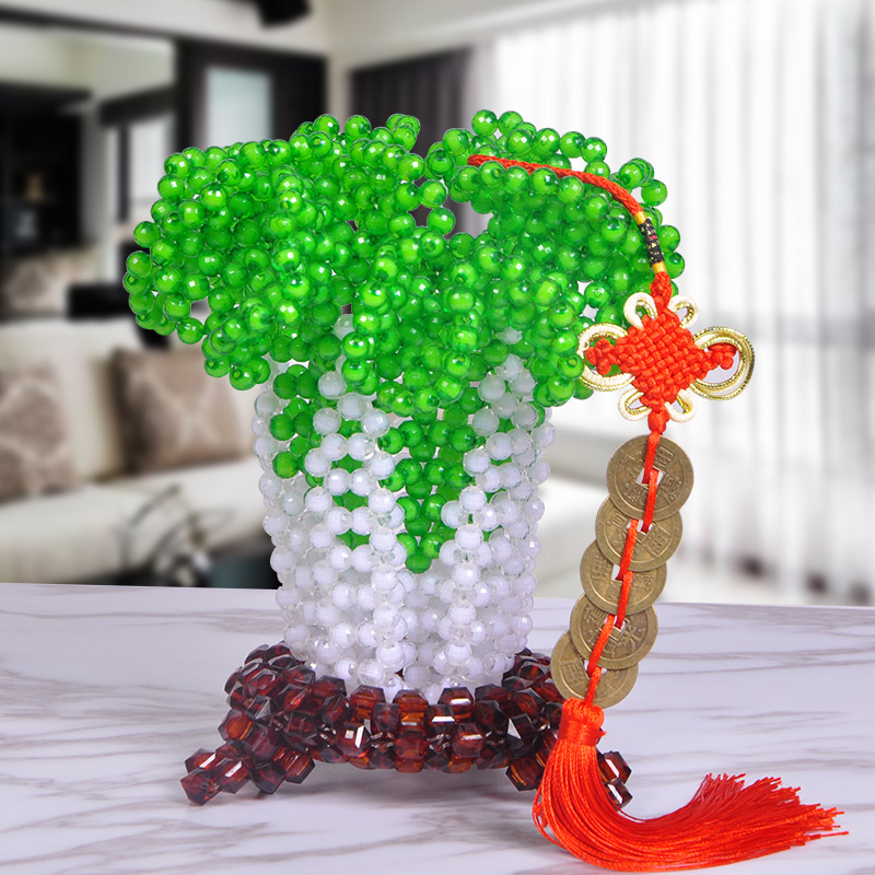 diy手工材料包串珠水晶白菜招财家居摆件饰品编织散珠亚克力珠子