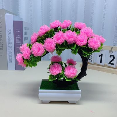 2.5厘米彩色雪纱带玫瑰盆景手捧花桌摆件花束手工DIY制作材料全套