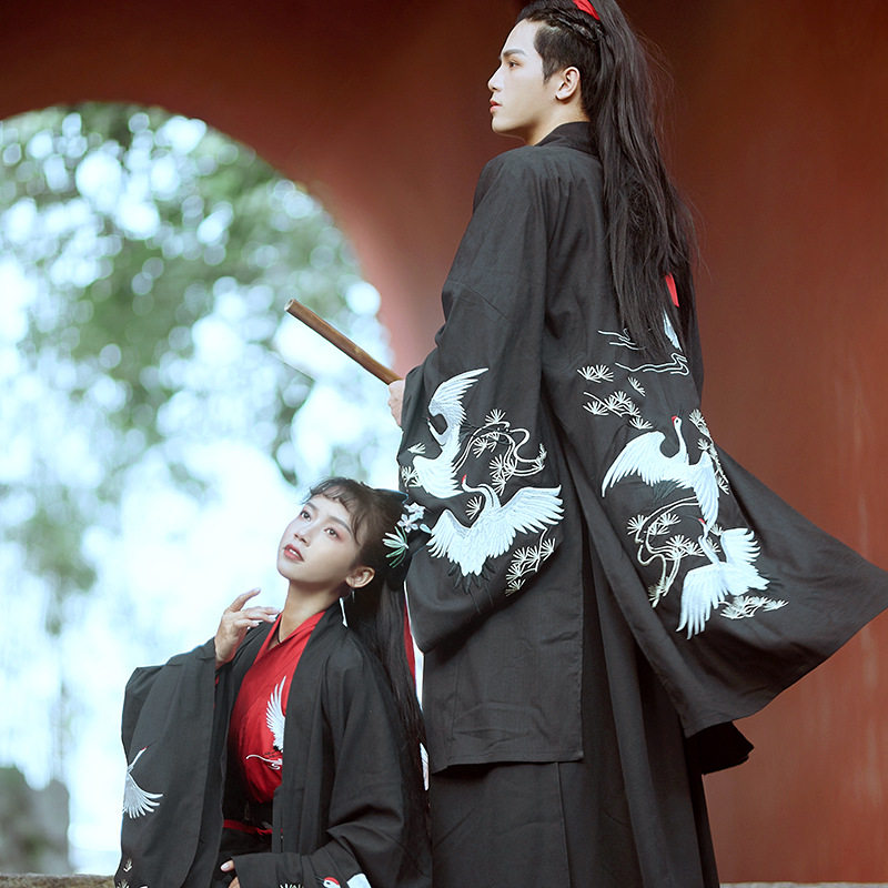 原创正版汉服女改良交领长衫武侠风男士侠客日常古风情侣套装夏季
