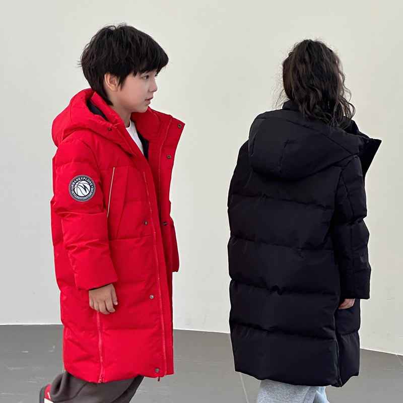 2025秋冬羽绒服中长款新款男女童防风防寒中大童加厚保暖连帽外套