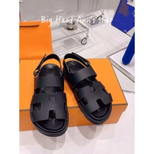 BHA 休闲百搭 真皮魔术贴一字拖女夏外穿增高平跟凉拖鞋