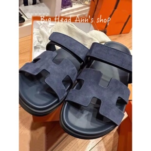 BHA 羊皮魔术贴女夏平跟一字拖防滑外穿时尚 凉拖鞋 2026新款