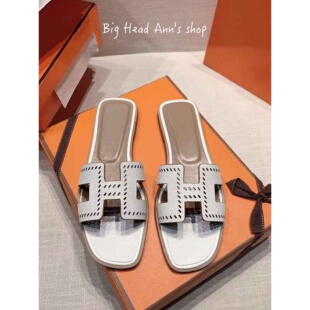 百搭 真皮H型镂空一字拖女夏外穿平底沙滩凉拖鞋 BHA 2026年春季