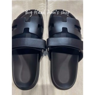 Big Head Ann's shop/男女外穿软底防滑拖鞋黑色简约老舅鞋夏季