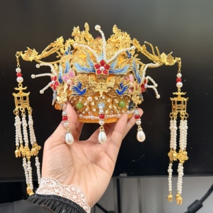 凤冠成品 小头围迷你金色六龙三凤 手办娃娃凤冠神像妈祖凤冠奢华