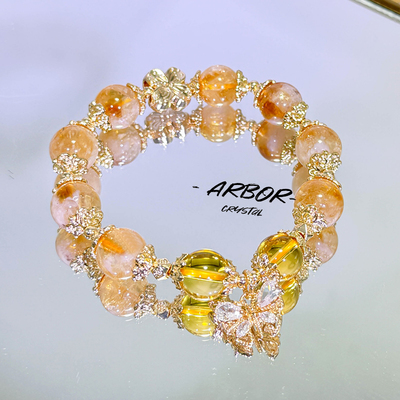 一夜暴富天然巴西黄水晶手链招财转运聚财黄塔晶手串手镯礼物