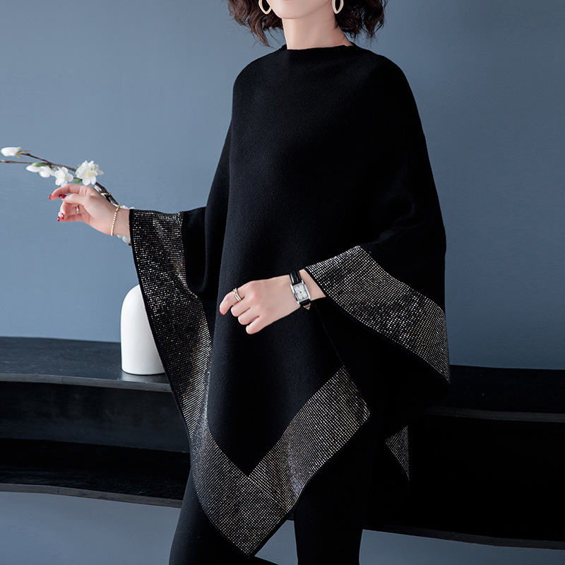 秋冬新款 羊绒中长款套头披肩斗篷不规则保暖披风时尚百搭上衣潮