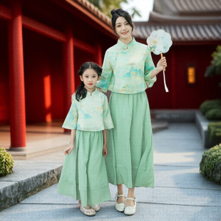 母子母女裙套装 女童汉服亲子装 国风新中式 2026新款 六一表演服 夏装