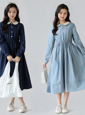 春秋季新款女童学院风长袖连衣裙