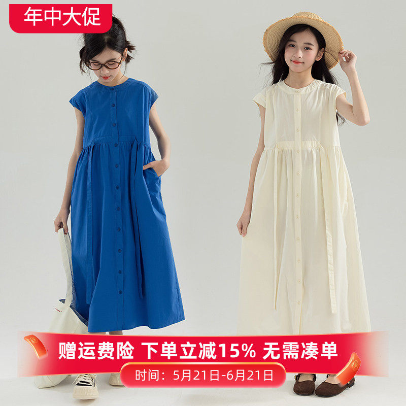 女童纯棉宽松连衣裙2026新款夏季韩版森系文艺长裙中大童洋气衬裙