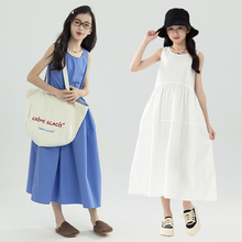 女童无袖连衣裙夏季新款韩版中大童纯棉宽松背心裙女孩森系长裙子