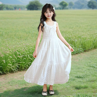 女童甜美高级感白色吊带公主裙