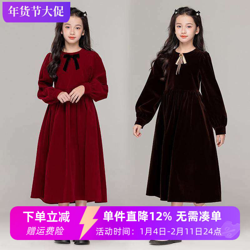 女童连衣裙秋冬新款儿童红色生日公主裙中大童装加绒新年洋气裙子,童装/婴儿装/亲子装,连衣裙,淘宝优惠券,粉丝福利购,淘宝优惠卷