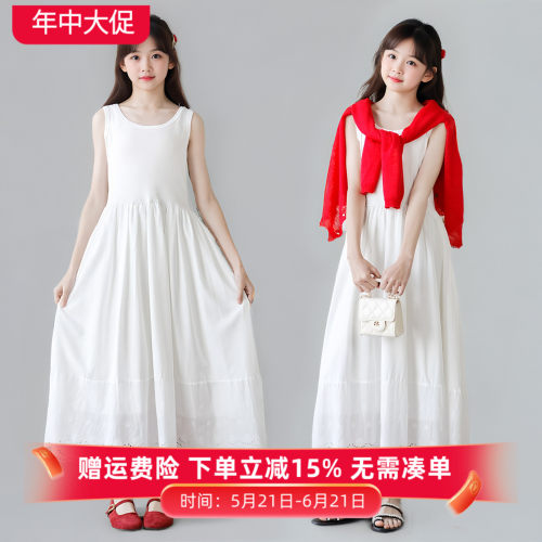 夏季女童法式仙女风长款背心裙子
