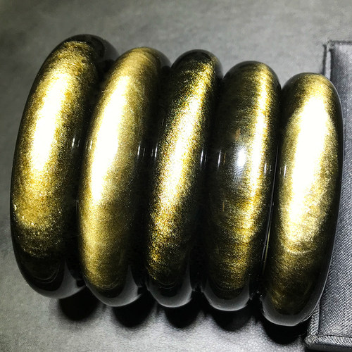 朔冉天然双猫眼金曜石手镯黑曜石