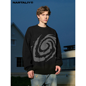 NARTALIY宇宙星系黑色毛衣男女秋冬美式 复古潮宽松慵懒情侣针织衫