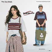 半袖 吴宇恒同款 T恤男女夏季 情侣装 NARTALIY美式 刺绣撞色贴布短袖