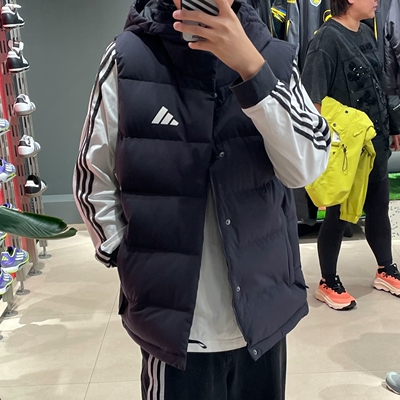 阿迪达斯25新款冬季男子保暖防风拒水连帽羽绒马甲 KH3995 KH3996