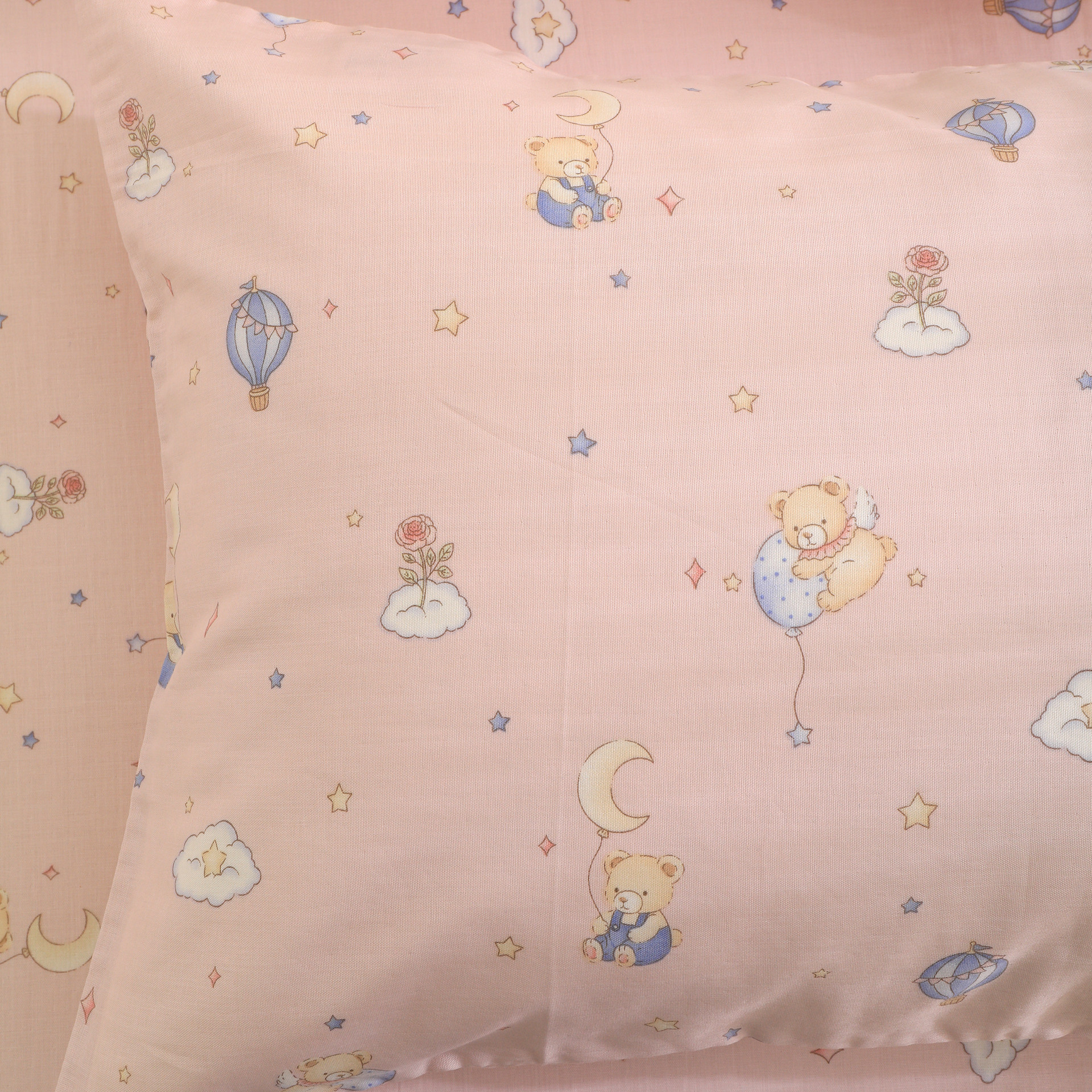 小熊数星星粉色婴儿a类双层纱儿童枕头套全棉纯棉枕套40x60幼儿园,床上用品,枕套,淘宝优惠券,粉丝福利购,淘宝优惠卷