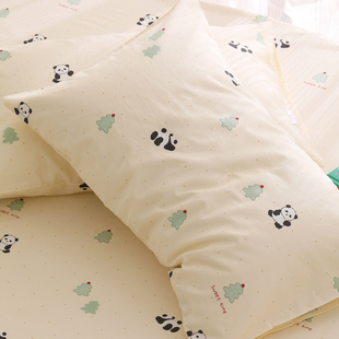 熊猫纯棉卡通可爱夏季 单个48cmx74cm 幼儿园宝宝婴儿童枕套一对装