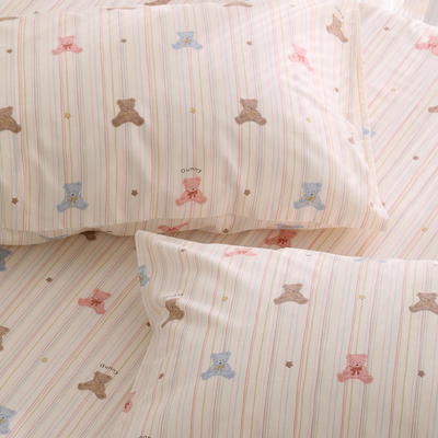 可爱小熊纯棉枕头套单个一对装