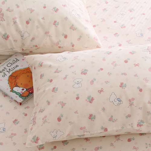 粉色可爱小狗纯棉枕头套单个一对