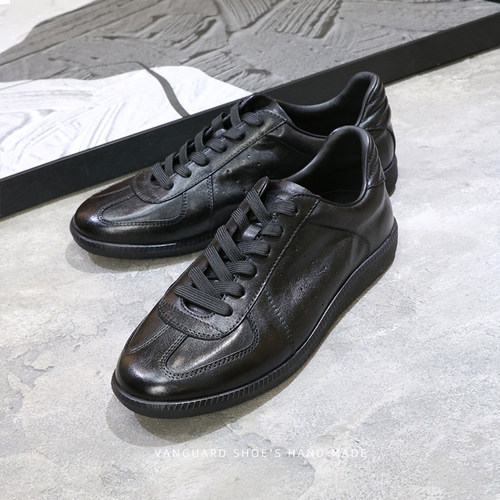 夏季透气单层皮德训手工鞋