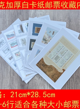 250g纸质白卡A4加厚活页纸币邮票集邮收藏双保护册内页规格1-6行