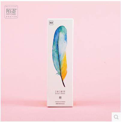 陌墨羽毛创意文艺韩版卡通可爱唯美复古纸质书签小礼品 满额包邮