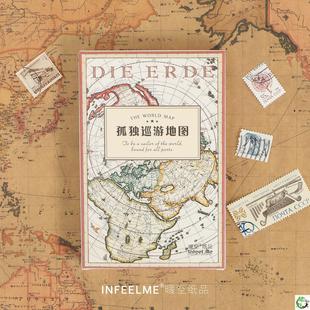 免邮 费 怀旧明信片欧洲复古航海图文艺卡片盒装 孤独巡游地图 30张