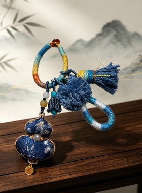 新品手把件包挂车挂钥匙扣非遗手作宋锦双面葫芦吊坠国风汉服配饰