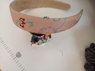 非遗织金品牌宋锦鎏金蔓草莲花纹发箍加宽加大高奢颅顶法式海绵束