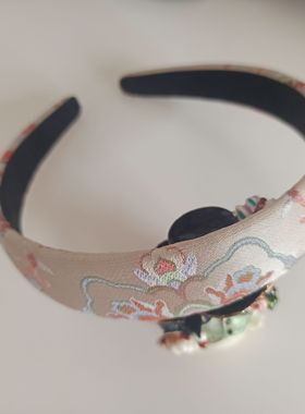 宋锦发箍陆美英宝相花发饰发带头饰高级香云纱奢华发卡彩色国潮