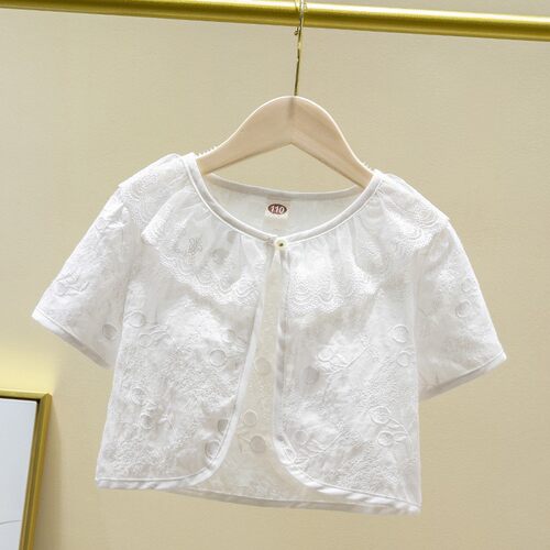宝宝配裙子披肩夏天薄款透气短袖外套女童纯棉防晒开衫公主小坎肩