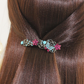 韩国进口Beaumira品牌优雅紫藤花蝴蝶珍珠水晶发夹边夹刘海夹BE03