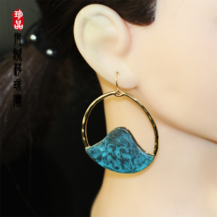 韩国东大门进口夸张复古小众做旧几何图形大圈耳环耳坠耳饰女 C02