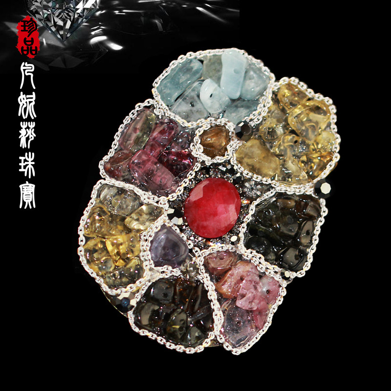 凡妮莎韩国进口天然碧玺原石胸花