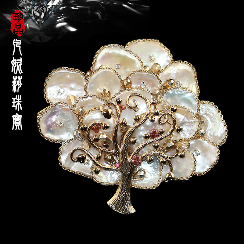 韩国设计师手作天然珍珠小树胸针