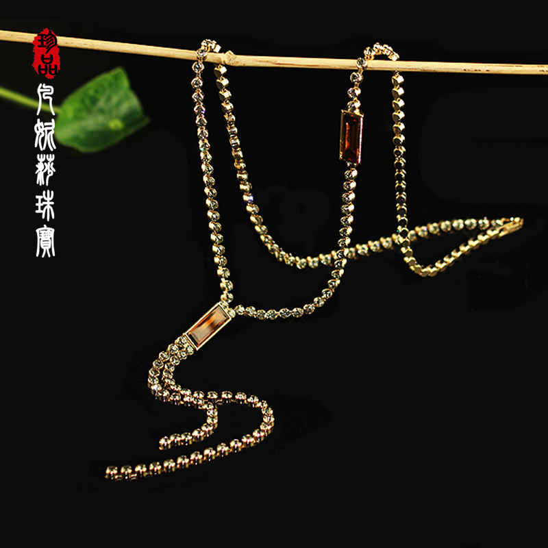 韩国进口不对称水晶长款毛衣链