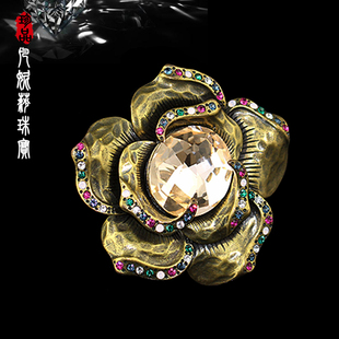 凡妮莎韩国进口雅致古风花朵水晶大衣毛衣胸针丝巾胸花别针女 I07