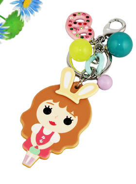 韩国进口GRAIN de BEAUTE品牌可爱兔女郎汽车钥匙圈包包挂件 AZ10