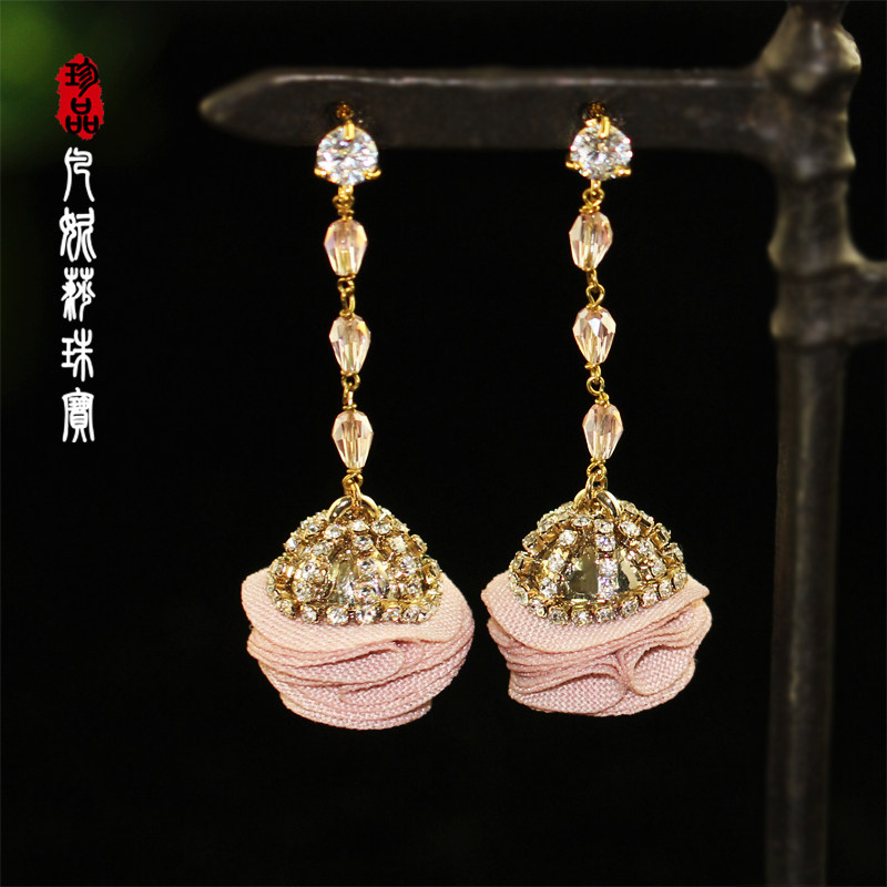 韩国进口优雅玫瑰花925银针耳环
