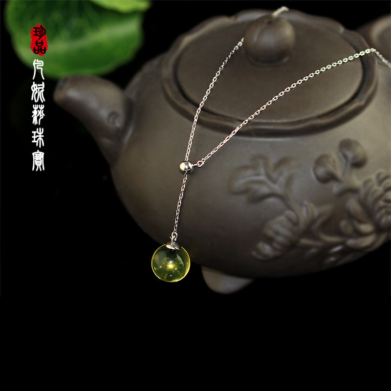 凡妮莎珠宝首饰冰透蓝珀水滴吊坠