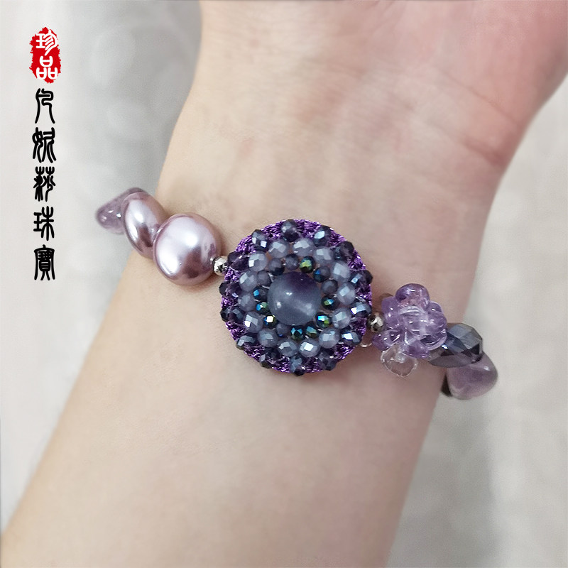 凡妮莎珠宝首饰手工百搭优雅天然紫水晶半宝石晚礼服手链项链套装