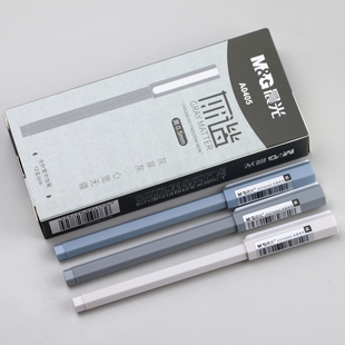晨光文具灰谐AGPA0405全针管中性笔0.5笔芯六角棱形笔杆碳素水笔