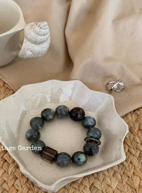 天然灰月光石玛瑙珠茶晶手串