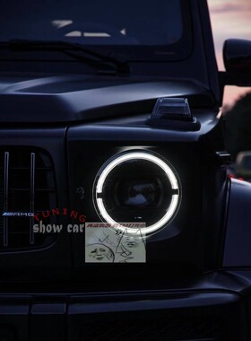 W464 G350 G400 G500 G550 G63 熏黑 LED 激光大灯 几何多光束